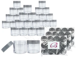 30 Pieces 30 Gram/30ml Plastic Clear Sample Jar Containers with Gray Flat Lids - Picture 1 of 1
