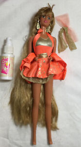 1992 Hollywood Hair Teresa Barbie Doll W Original Orange Gold Outfit And Spray