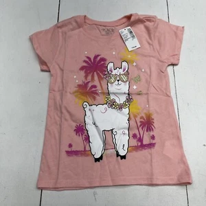 The Children’s Place Pink Llama Palm Tree Short Sleeve T Shirt Youth Girls XS - Picture 1 of 6
