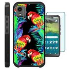 Hybrid Case for Nokia C110 Phone Cover with TEMPERED GLASS/ Parrot Bird