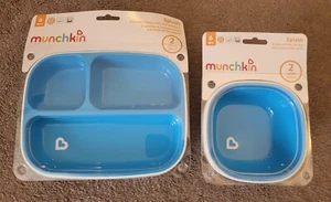 Lote de 2 platos divididos Munchkin Splash y 2 cuencos azul verde 6M+ NUEVO - Imagen 1 de 5