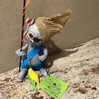 Vintage 1971 Annalee Mobilitee Mouse Fisherman Doll Straw Hat Fishing Pole Fish