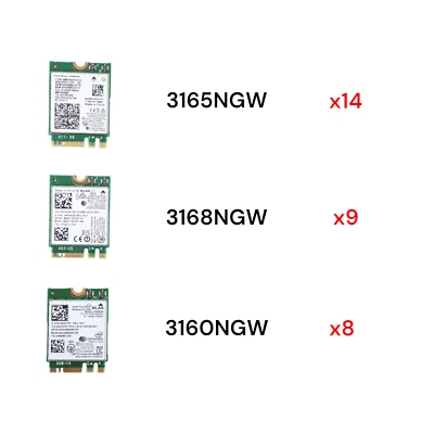 Intel 3160NGW 3165NGW 3168NGW Wi-Fi BT 4.0/4.2 NGFF M.2 Card Lot(31)  E5930 - Image 1 of 4