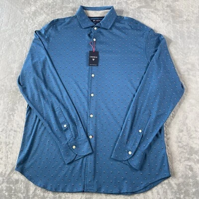 Camisa Cremieux Para Hombre Talla XL Azul Geométrica Suave Ligera Informal Preppy Oficina Foto 1 de 4
