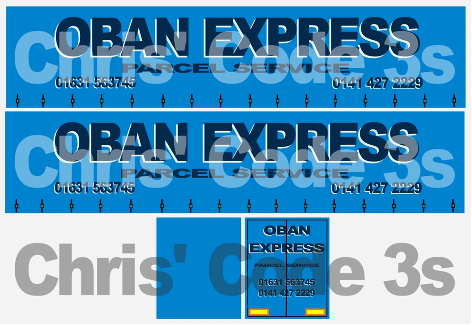 Code 3 Adhesive Vinyl Trailer Decal - Oban Express - 1/50 1/64 1/76 1/148 - Image 1 of 1