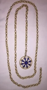 Faux Blue Lapis Goldtone Hook Belt Sz OS - Picture 1 of 7