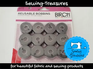 Birch Reusable Bobbins, Black, Qty 12, Polyester Thread, 45M each - Picture 1 of 1