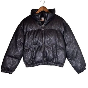 Venus Damen Puffer Mantel Jacke schwarz Schlangenleder Animal Print Größe M - Bild 1 von 6