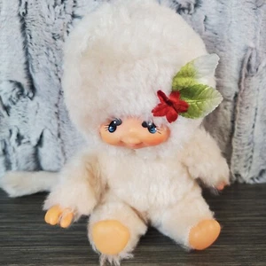 Muñeca Mono Blanco Peludo De Colección 6" Cara de Goma DOBLES OJOS Hecha en Taiwán RARA - Imagen 1 de 8