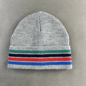 Old Navy Skully Hat Large Gray Youth Kids Acrylic Beanie Striped Used Casual #55 - Picture 1 of 6
