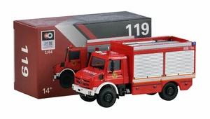 X AUTO GIOCATTOLO 1/64 Unimog Tipo Soccorso Fuoco Lega Cartoy Prodotto Finito #119 - Foto 1 di 4