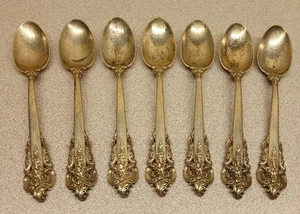 7 Wallace Grande Baroque Sterling Silver 6 1/8" Tea Spoons. No Monogram  - Picture 1 of 16