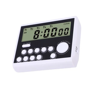 Digital Timer Battery Powered 5 Channels Digital Kitchen Timer With Clock For - Picture 1 of 12