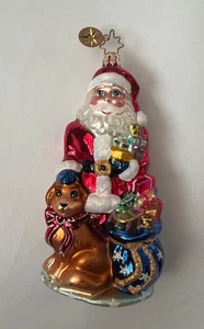 CHRISTOPHER RADKO FREUNDSCHAFT IST GOLDENER WEIHNACHTSMANN MIT HUND WEIHNACHTSSCHMUCK - Bild 1 von 5