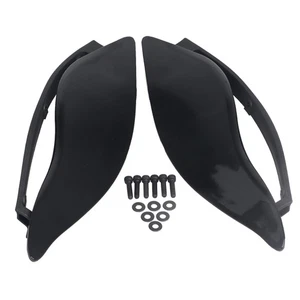 Black Adjustable Fairing Side Wind Air Deflector For Harley Touring Street Glide - Picture 1 of 11