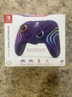 Nintendo Switch PDP Afterglow Wave Wireless Controller RGB Purple New Unopened - Image 1 of 4
