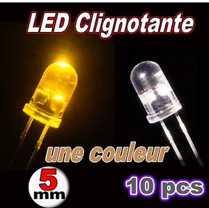 440/10# LED 5mm Jaune clignotante lot de 10 - Imagen 1 de 1