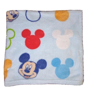 Disney Baby MICKEY MOUSE Heads Outlines Blue soft Fleece Baby Blanket 36" x 31" - Picture 1 of 3