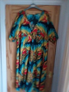Exotic Print dress. Stretch Waist Back 20-22 Tried On Only. Beautiful, Unusual. - Picture 1 of 8