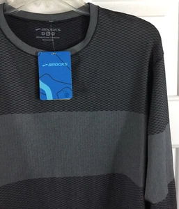 Brooks Streaker Running Shirt Men’s Large Long Sleeve Heather Black New! $85 - Picture 1 of 11