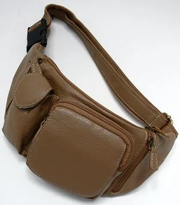 MARSUPIO PELLE UNISEX BEIGE BORSELLO BORSA CROSSBODY BUMBAG LEATHER BAG - Picture 1 of 9