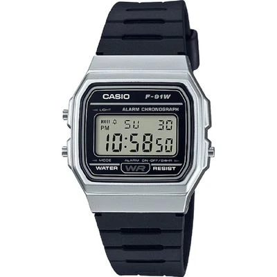 Casio F91WM-7A,  7 Year Battery Chronograph Watch, Black Resin Strap, Alarm, NEW - Image 1 of 2