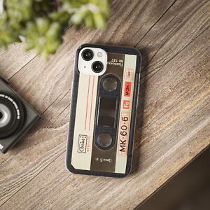 Boîtiers flexibles résistants à thème cassette audio rétro vintage pour iPhone et Samsung