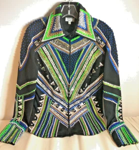 Custom Showmanship Show Jacket Rhinestones and Studs Size Large - Picture 1 of 4