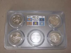 1999 S SILVER FLAG QUARTER PROOF 5 COIN SET PCGS PF69 DEEP CAMEO(DE,PA,NJ,GA,CT) - Picture 1 of 2