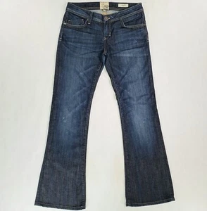 Pantalones de mezclilla para mujer DYLAN GEORGE pierna acampanada Alexandra desgastados tiro bajo lavado oscuro 26 - Imagen 1 de 12