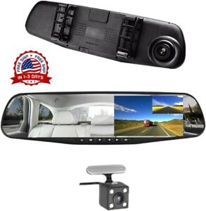 Espejo Retrovisor Con Camara Delantera y Trasera 3EN1 Coche Dash Cam Video DVR