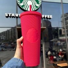 Starbucks Glow Tumbler Cold Drink Cup Matte Pink Diamond Studded Tumbler 24oz