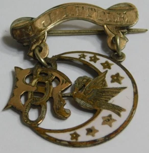 ATQ FORT WORTH TEXAS DAUGHTER REBEKAH ODD FELLOWS GOLD FILL SILVER BROOCH BADGE - Picture 1 of 4