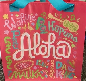 HAWAIIAN PINK ALOHA REUSABLE SHOPPING BAG BEACH BAG / BEACH TOTE - Picture 1 of 4