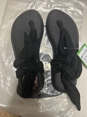 Black Sanuk Yoga Slinged  Up Flip Flop Size 6 Black - Image 1 of 4