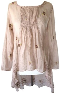 Ewa i Walla Blush Embroidered Organdy Hi-Lo Tunic Dress w/ Ruffles - Picture 1 of 3