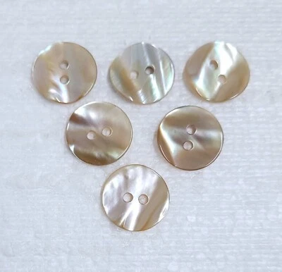6 Goldfish Shell Buttons 11mm 15mm 2 Hole Japanese Awabi Abalone Shirt Sewing - Image 1 of 4