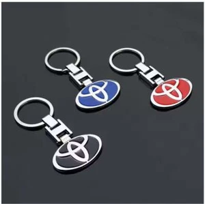 Metal Key Chain Keyring with coloured Toyota logo - Red, Blue and Black - Picture 1 of 5