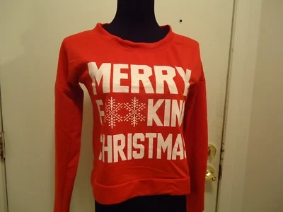 FELIZ F**KING NAVIDAD Camisa Tejida Roja Talla M NUEVA Foto 1 de 3
