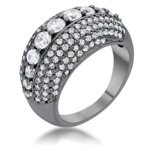 Krista 1.5ct CZ Hematite Contemporary Cocktail Ring - Bild 1 von 5