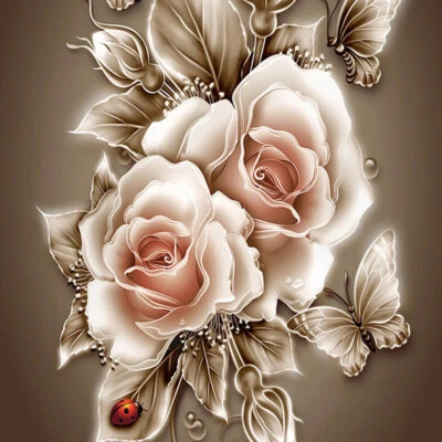 Hágalo usted mismo Taladro Completo Diamante Arte Pintura Rosas y Flores Kits Arte Decoración de Pared 12x18 Foto 1 de 4