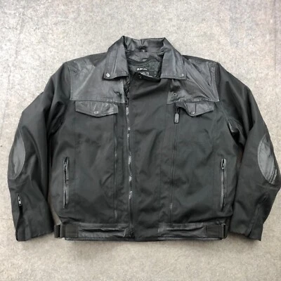 Chaqueta de moto de cuero Gallery para hombre XL negra forro aislante con cremallera Foto 1 de 4