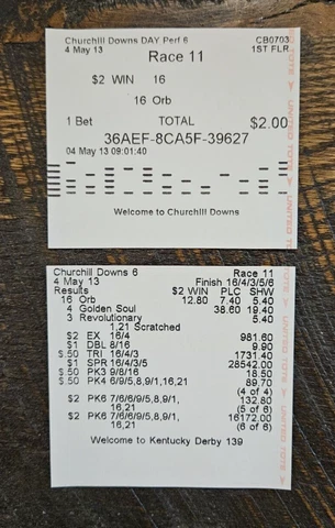 Uncashed $2 Win & Results Tote Ticket, ORB, 2013 Kentucky Derby, Churchill Downs Cover