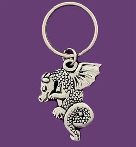 Dragon Keychain Pewter Fantasy Roll Playing Game Themed Gift Made in Canada - Picture 1 of 2