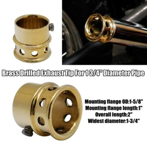 1-3/4" Brass Drilled Exhaust Tip For Harley Cafe Racer Bobber Chopper Models - Picture 1 of 9