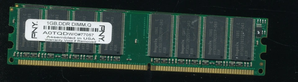 PNY 2GB Kit (1GBx2) DDR400 PC3200 RAM non-ECC Hynix Chips - Image 1 of 1