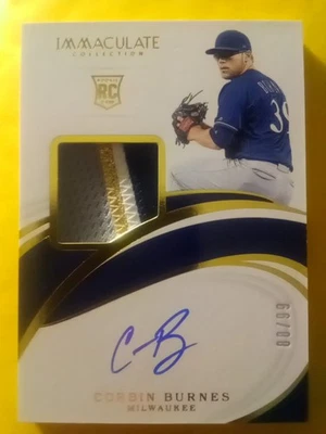 2019 Panini Immaculate Corbin Burnes Rookie Jersey Patch Auto RPA NICE READ #/99 - Image 1 of 4