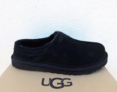 UGG BLACK NEUMAN SUEDE/ SHEEPWOOL COMFORT SLIPPERS, MEN US 12/ EUR 45 ~NEW - Image 1 of 4