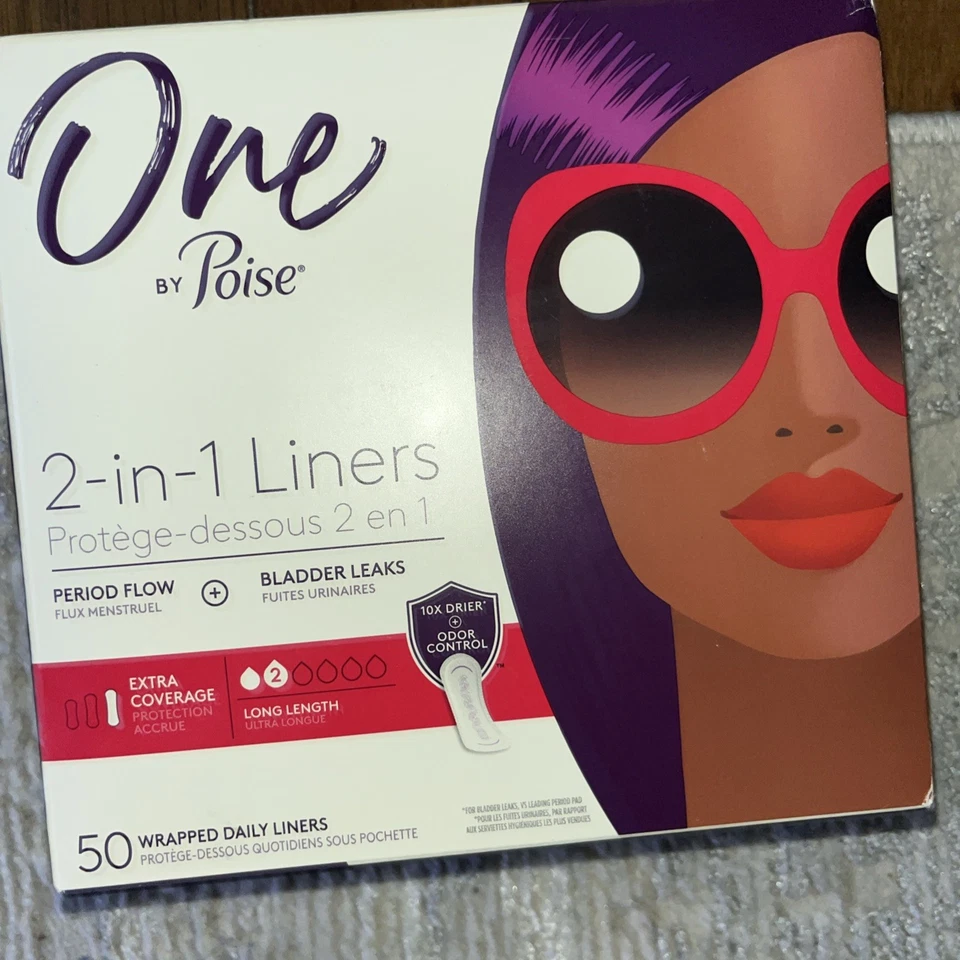 Forros One by Poise 2 en 1 cobertura extra larga longitud 50 unidades sellados Foto 1 de 1