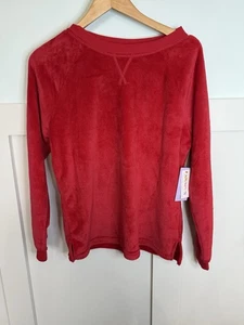 Joyspun NEW Plush Long Sleeve Pajama Top Women's Size Large Red Holiday - Picture 1 of 7